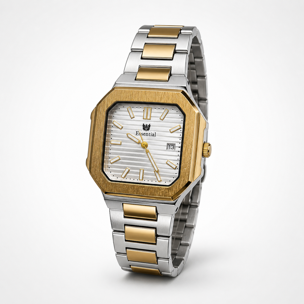 Essential Two-Tone Gold & Silver Square Dial Men's Watch