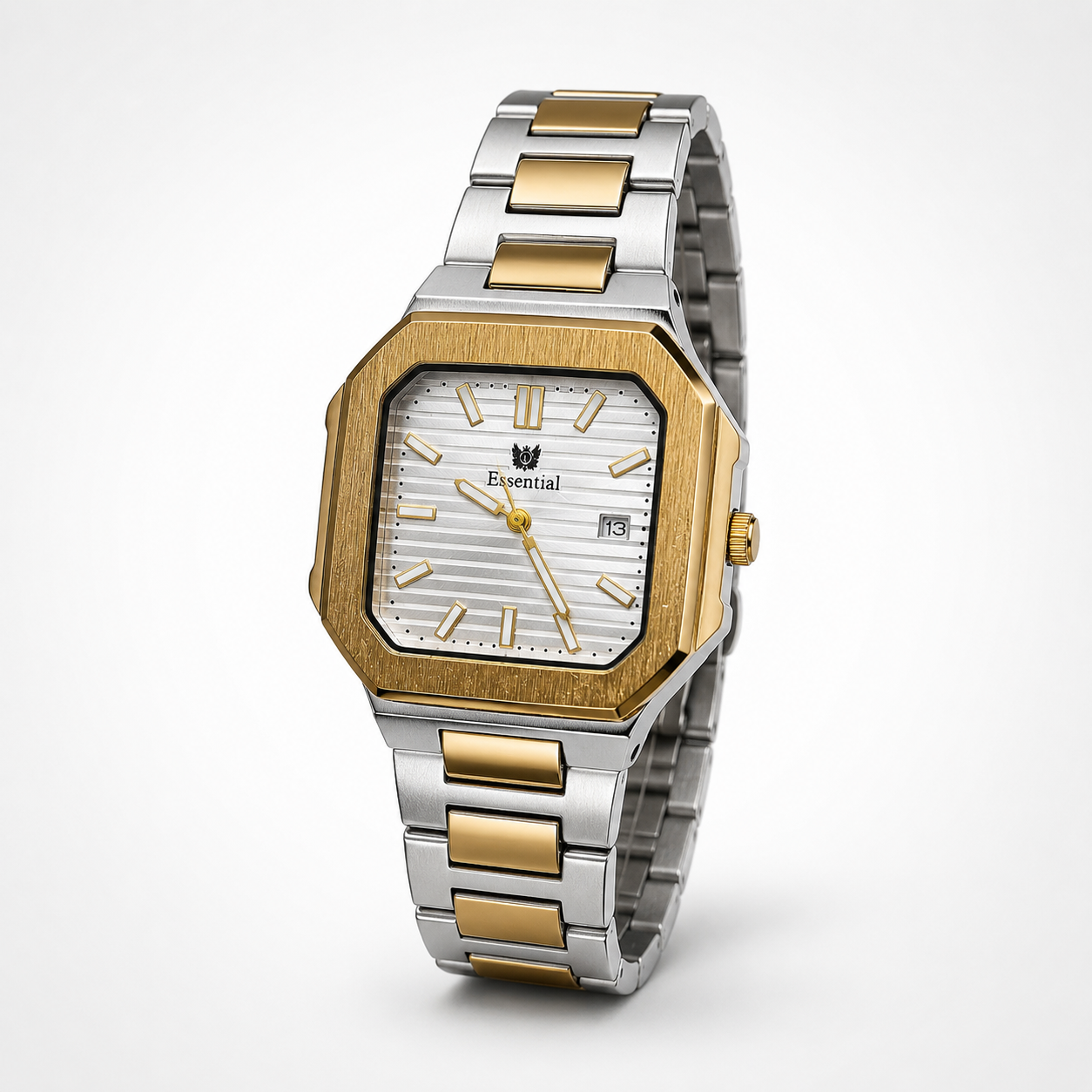 Essential Two-Tone Gold & Silver Square Dial Men's Watch