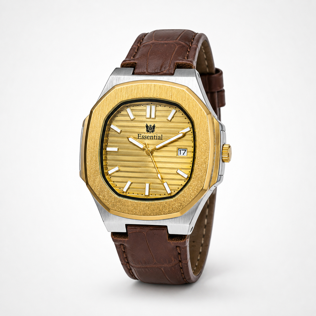 Essential Gold Dial Brown Strap Men's Watch