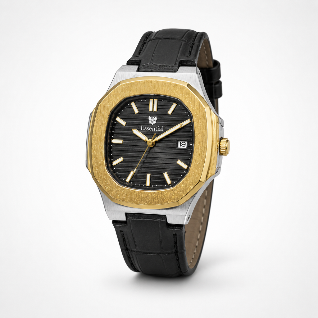 Essential Black Dial Gold & Silver Men's Watch