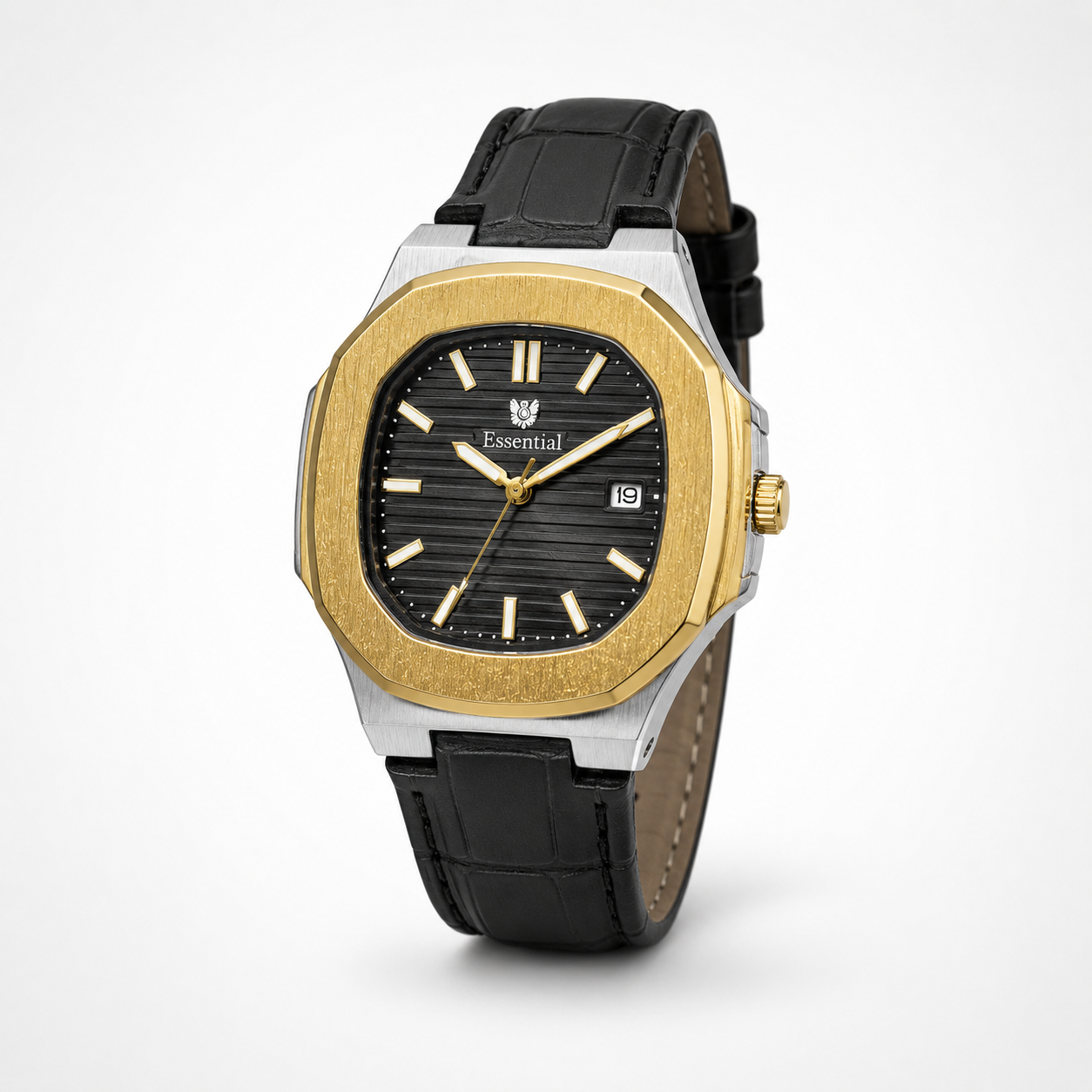 Essential Black Dial Gold & Silver Men's Watch