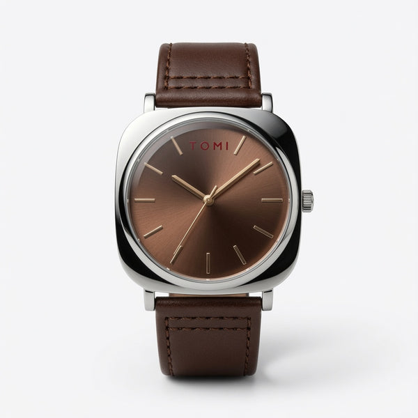 TOMI Brown Dial Classic Watch with Brown Strap