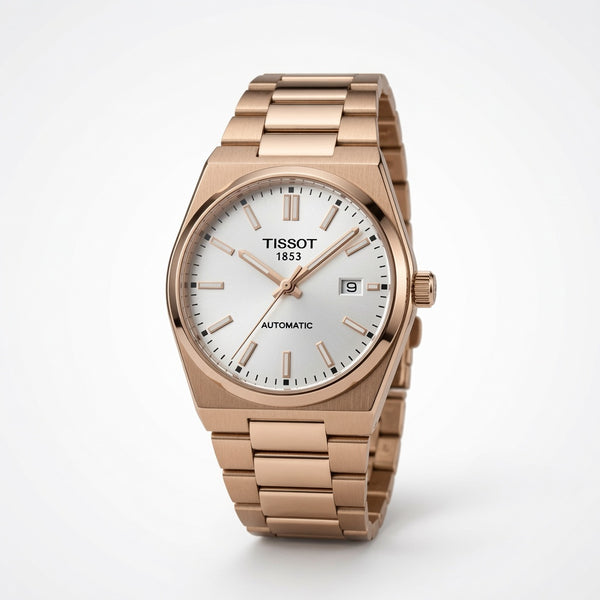 Rose Gold Stainless Steel Men’s Watch – Premium White Dial Date Watch (Automatic)