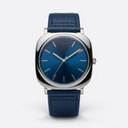 TOMI Midnight Blue Classic Watch – Silver Case with Navy Strap