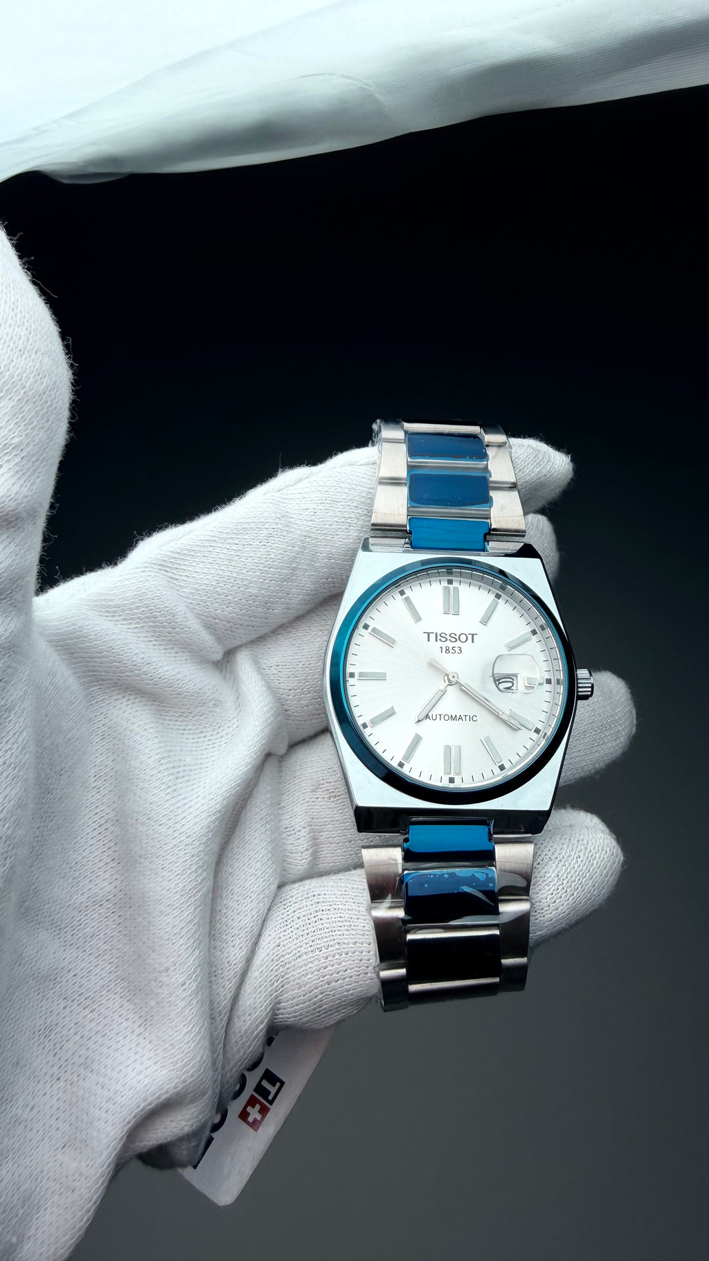 Blue & Silver Stainless Steel Men’s Watch – Premium Analog Date Watch (Automatic)