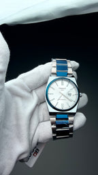 Blue & Silver Stainless Steel Men’s Watch – Premium Analog Date Watch (Automatic)