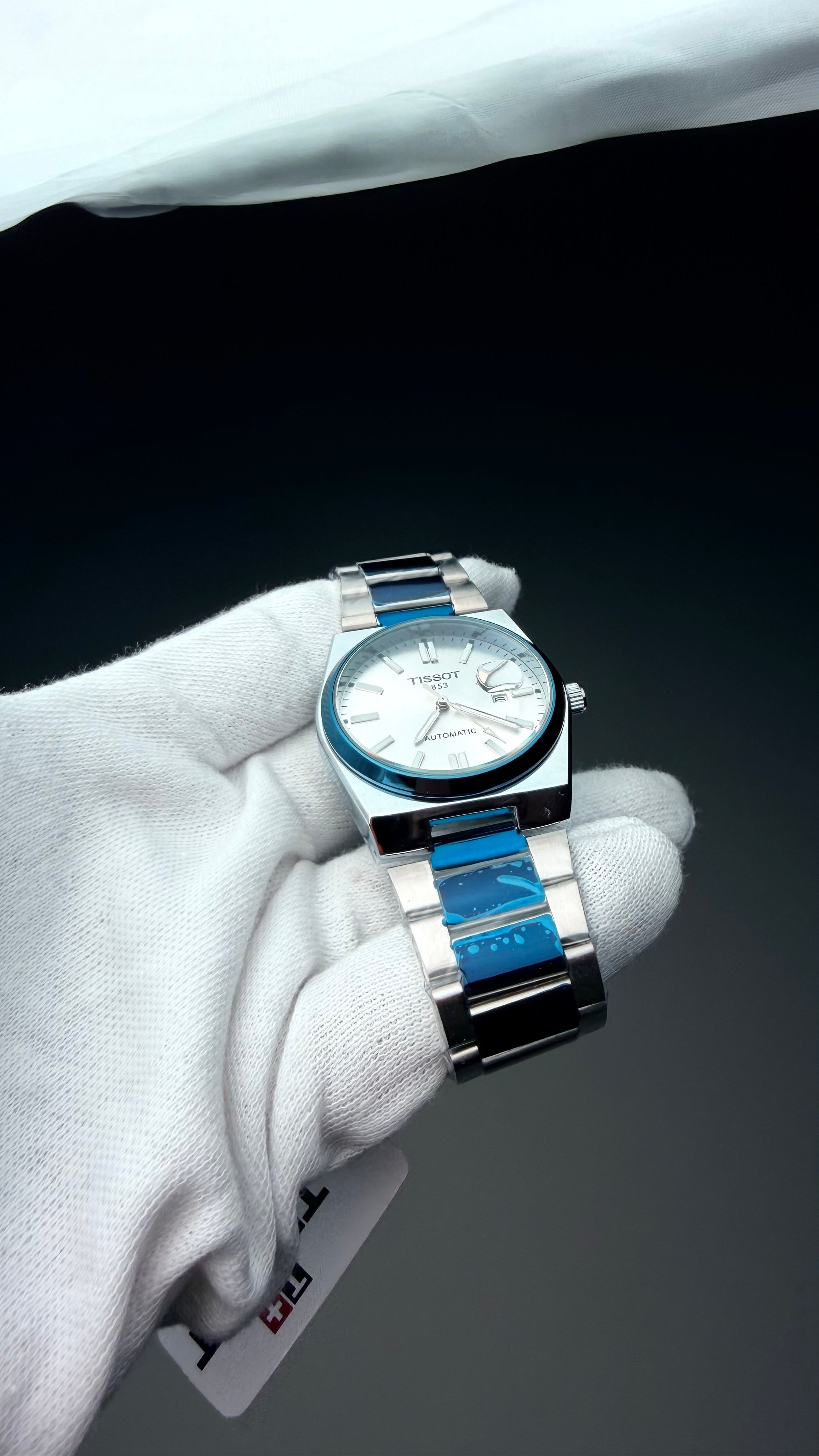 Blue & Silver Stainless Steel Men’s Watch – Premium Analog Date Watch (Automatic)