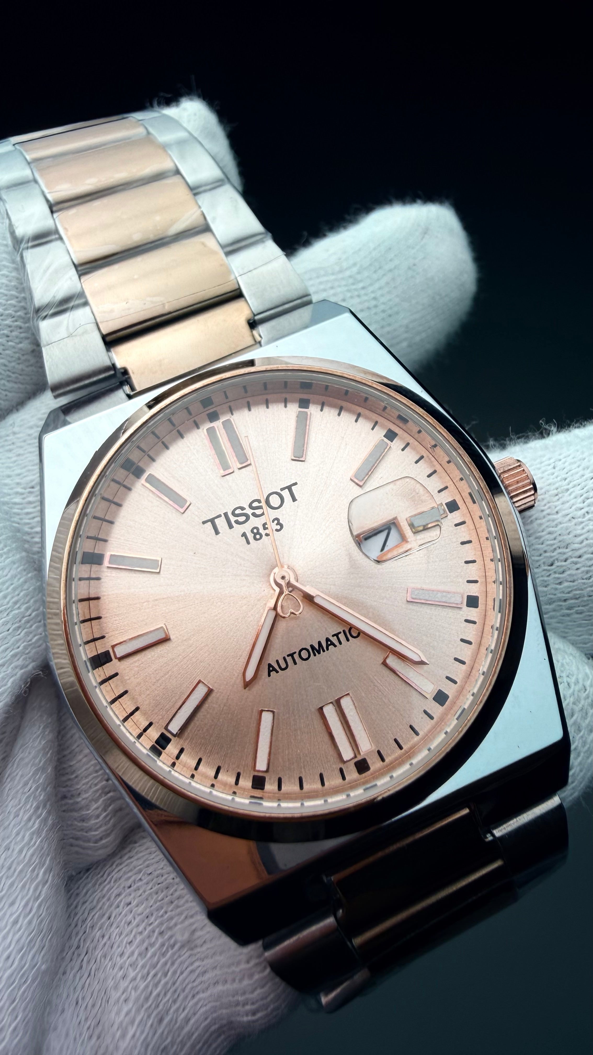 Two-Tone Rose Gold Silver Stainless Steel Men’s Watch – Premium Formal Watch (Automatic)