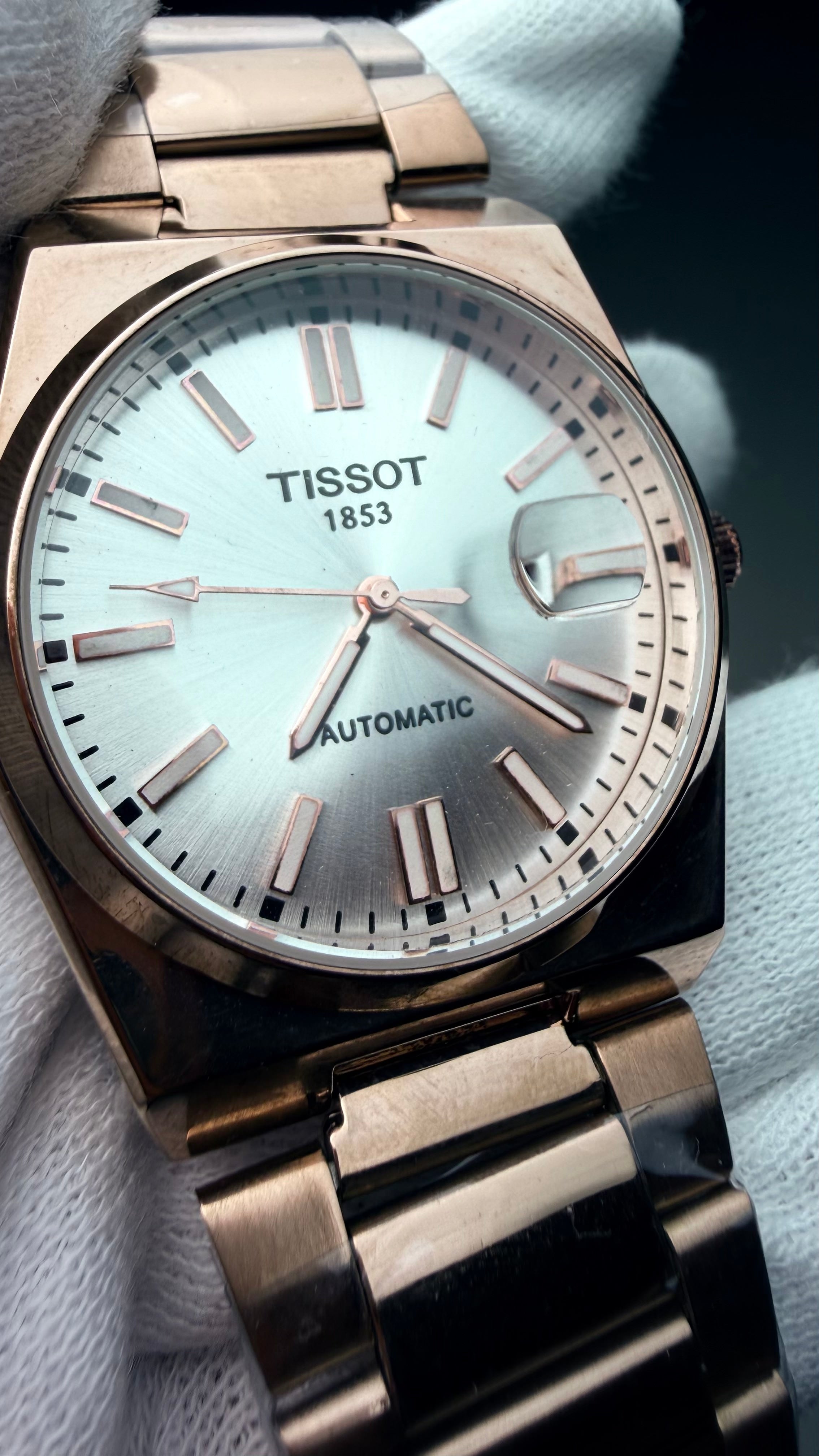 Rose Gold Stainless Steel Men’s Watch – Premium White Dial Date Watch (Automatic)