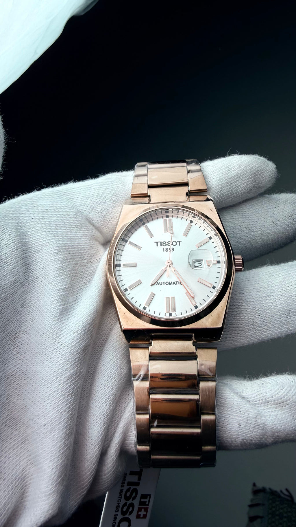 Rose Gold Stainless Steel Men’s Watch – Premium White Dial Date Watch (Automatic)
