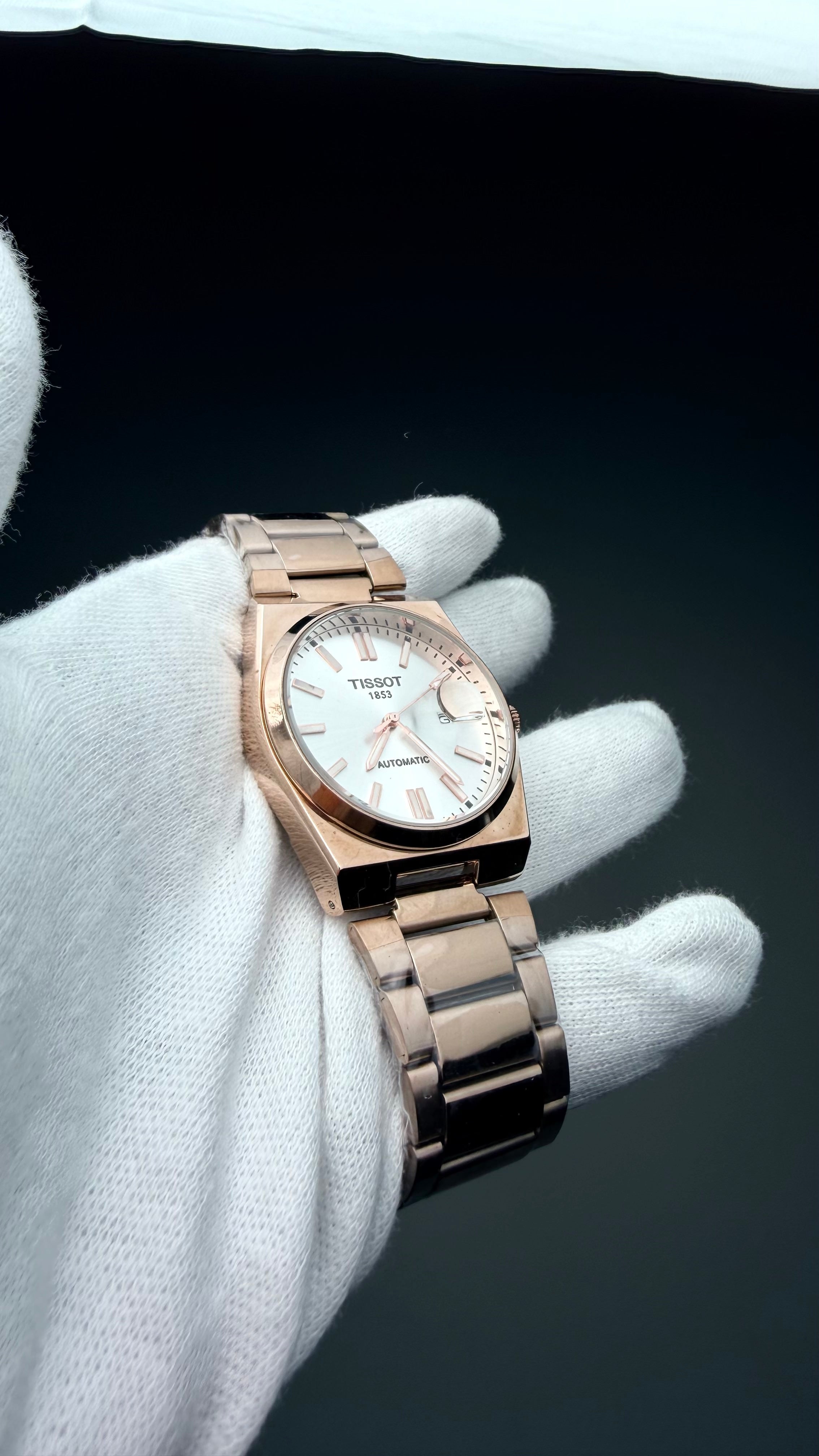 Rose Gold Stainless Steel Men’s Watch – Premium White Dial Date Watch (Automatic)