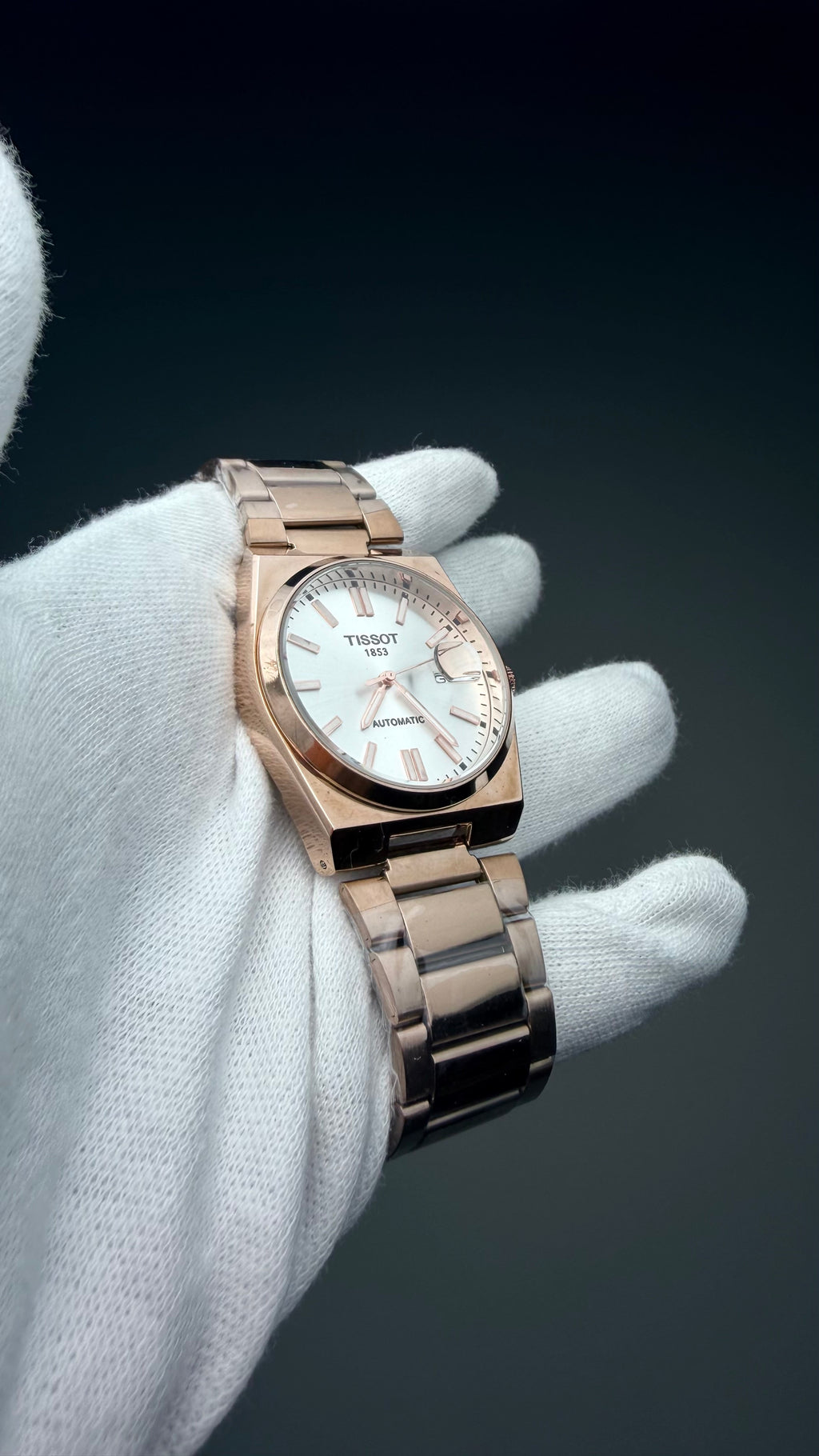 Rose Gold Stainless Steel Men’s Watch – Premium White Dial Date Watch (Automatic)