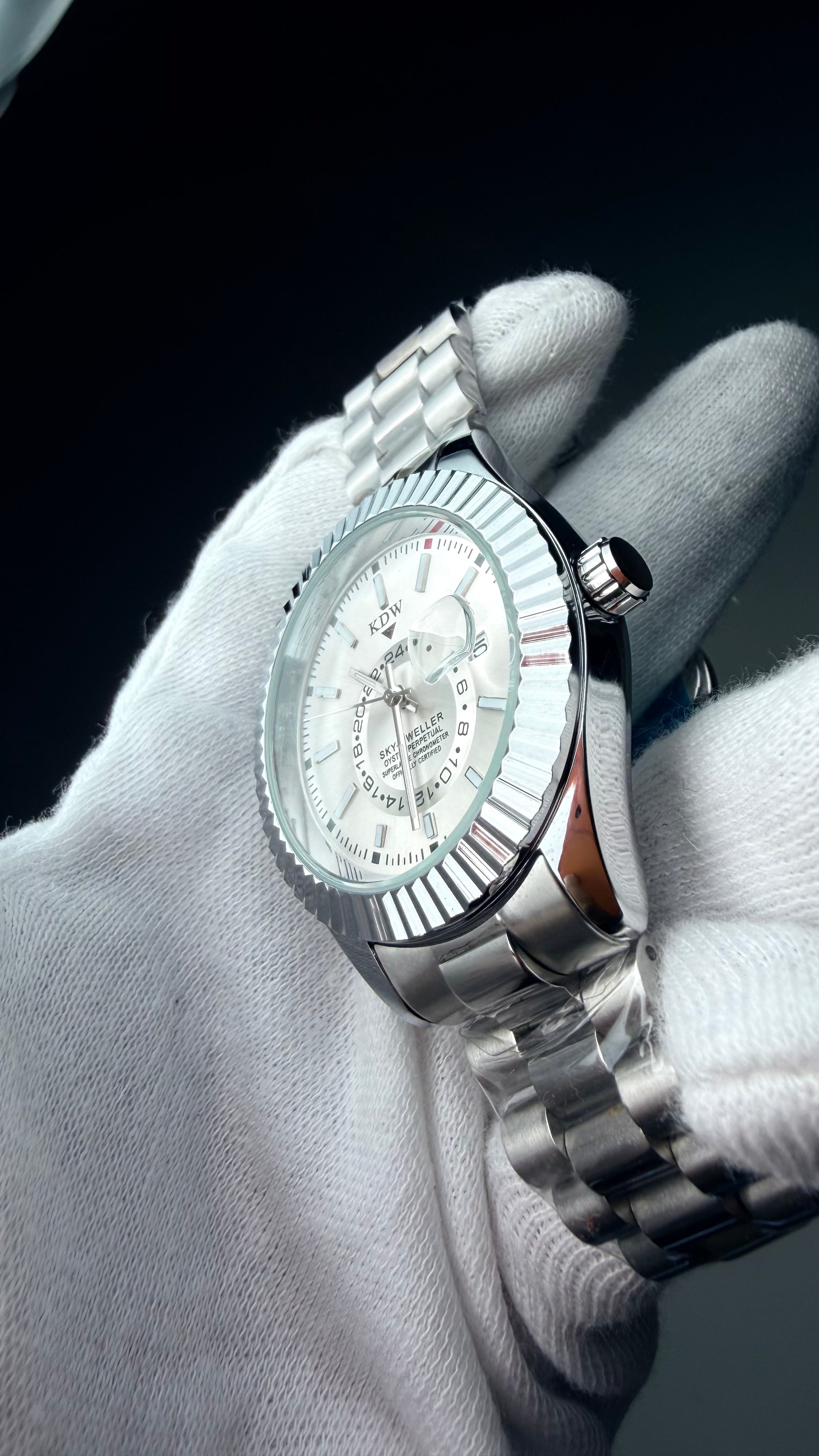 KDW Silver Stainless Steel Luxury Men’s Watch