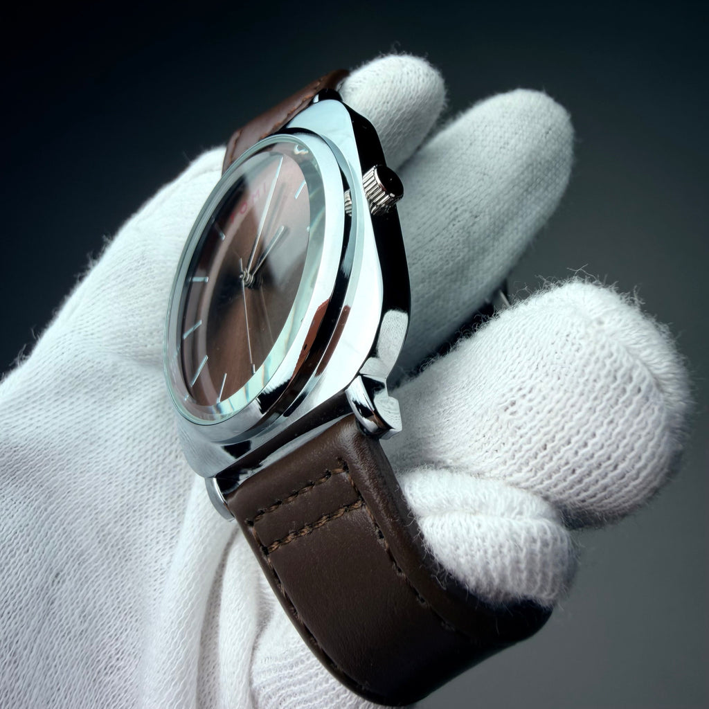 TOMI Brown Dial Classic Watch with Brown Strap