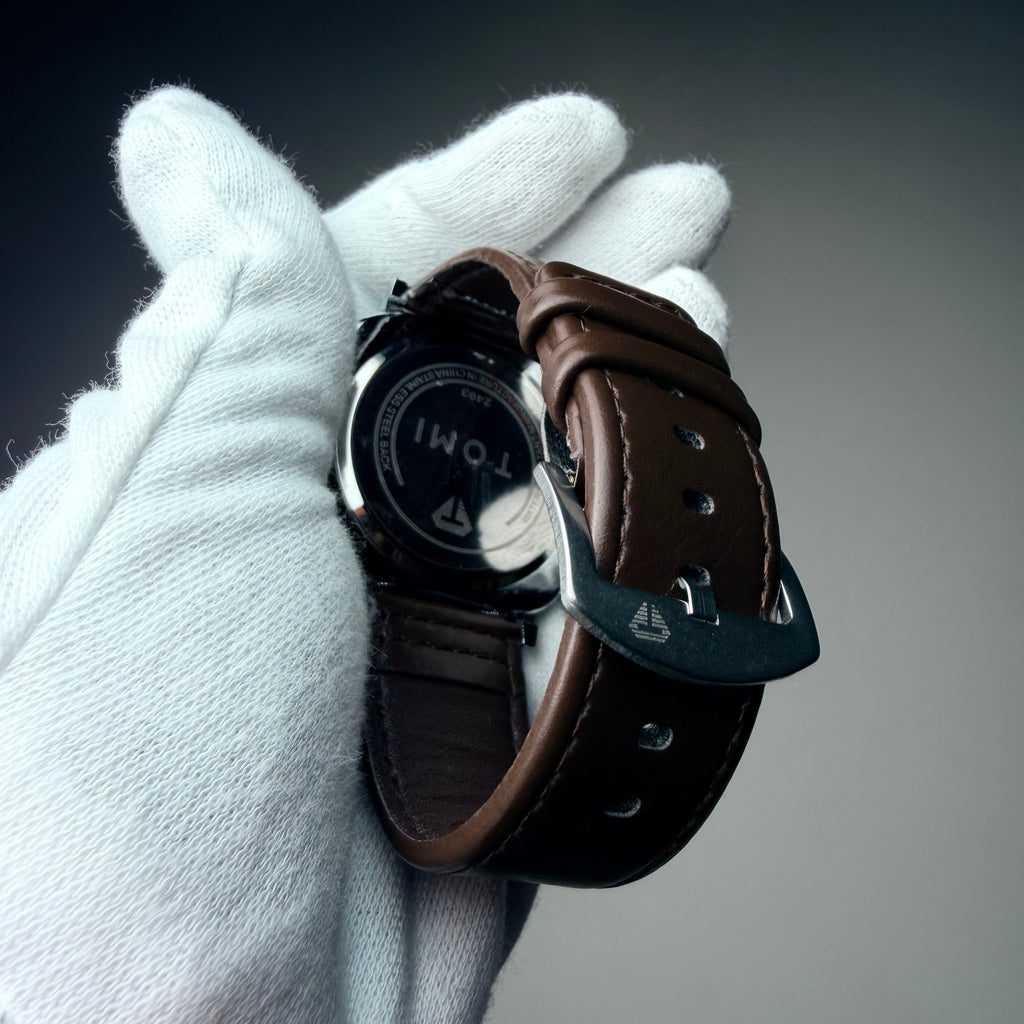 TOMI Brown Dial Classic Watch with Brown Strap