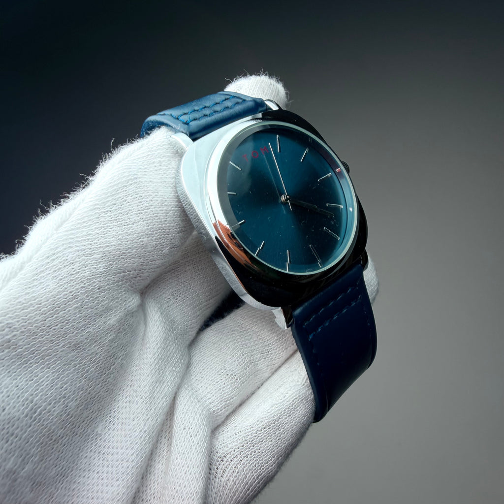 TOMI Midnight Blue Classic Watch – Silver Case with Navy Strap