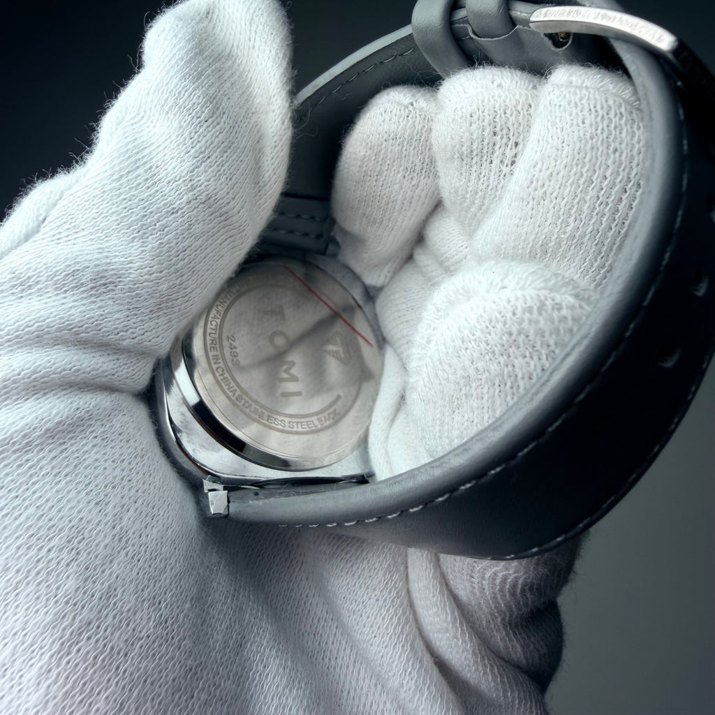 TOMI Silver Grey Classic Watch with Grey Strap