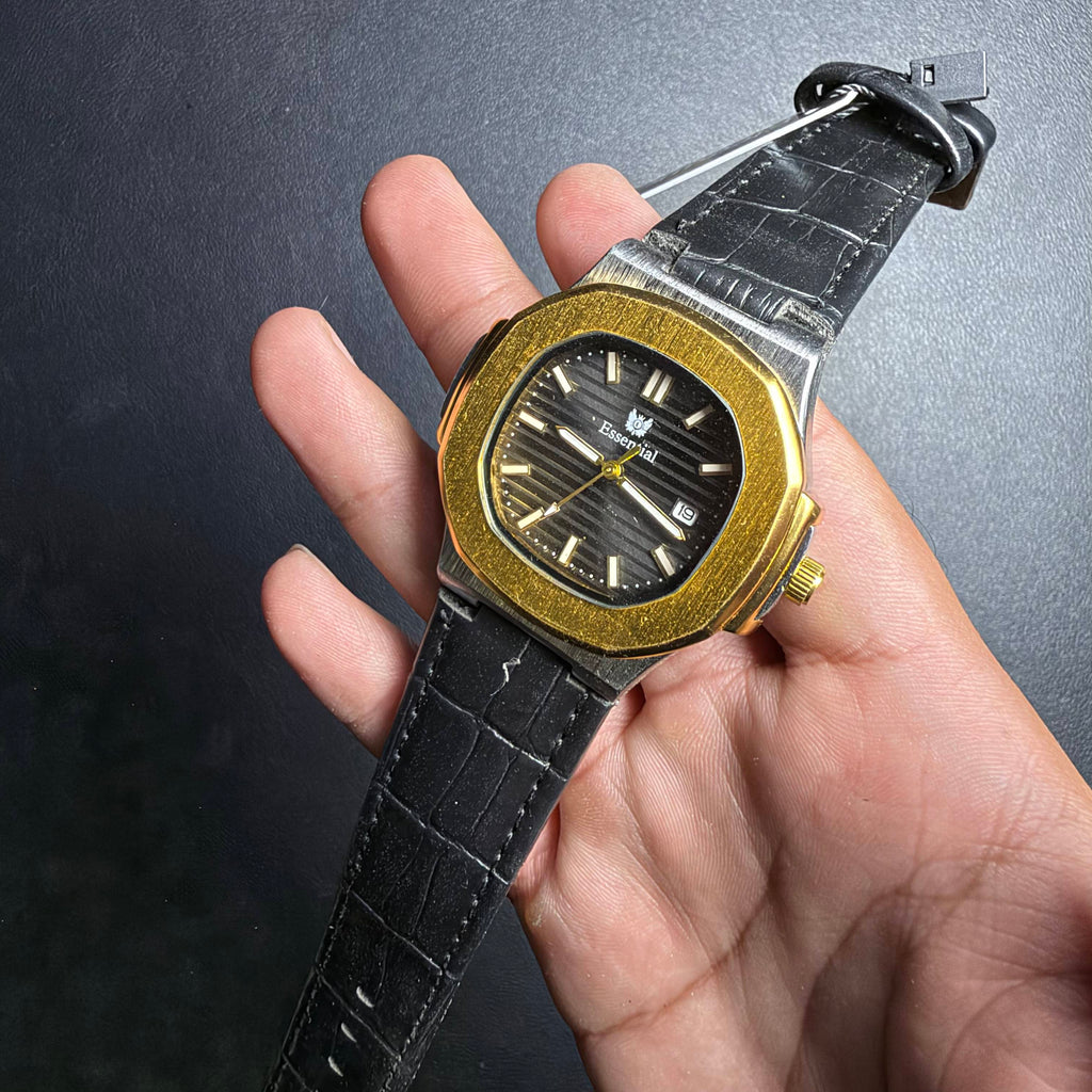 Essential Black Dial Gold & Silver Men's Watch