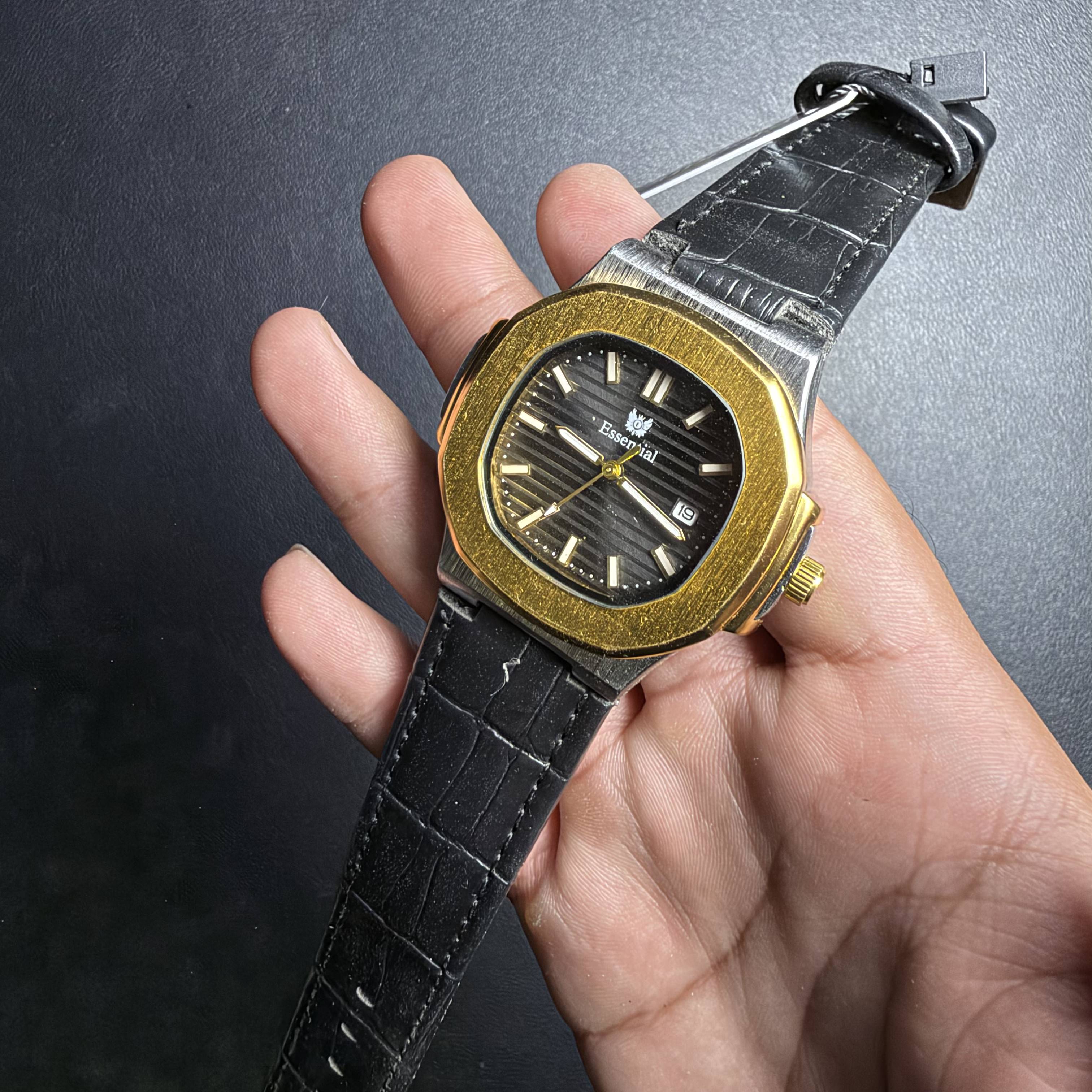 Essential Black Dial Gold & Silver Men's Watch