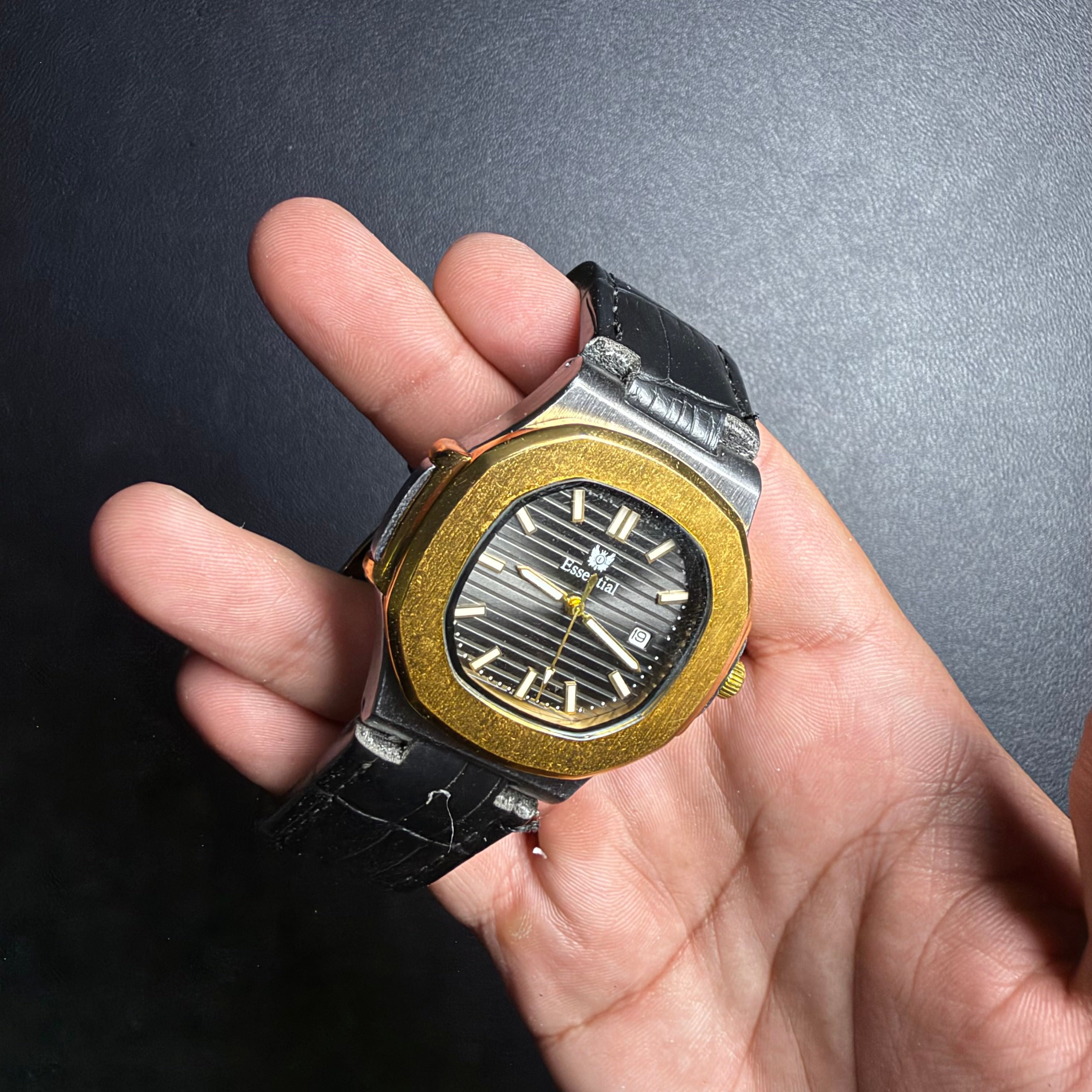 Essential Black Dial Gold & Silver Men's Watch