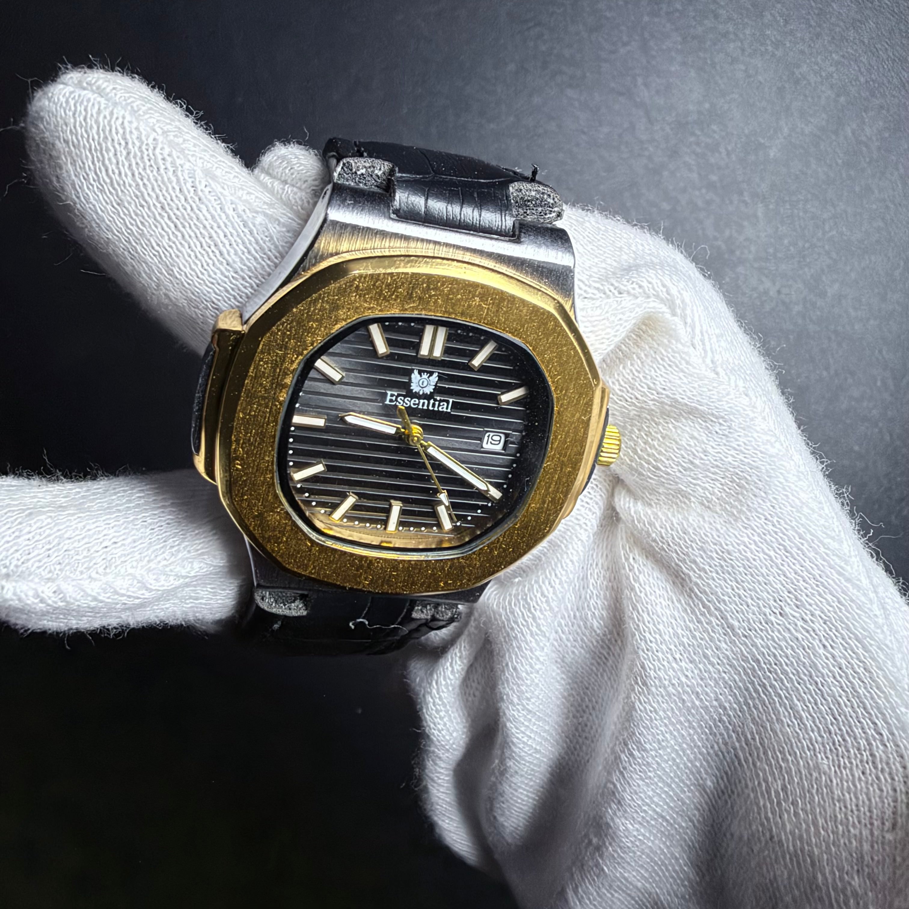 Essential Black Dial Gold & Silver Men's Watch