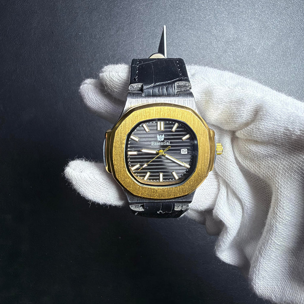 Essential Black Dial Gold & Silver Men's Watch