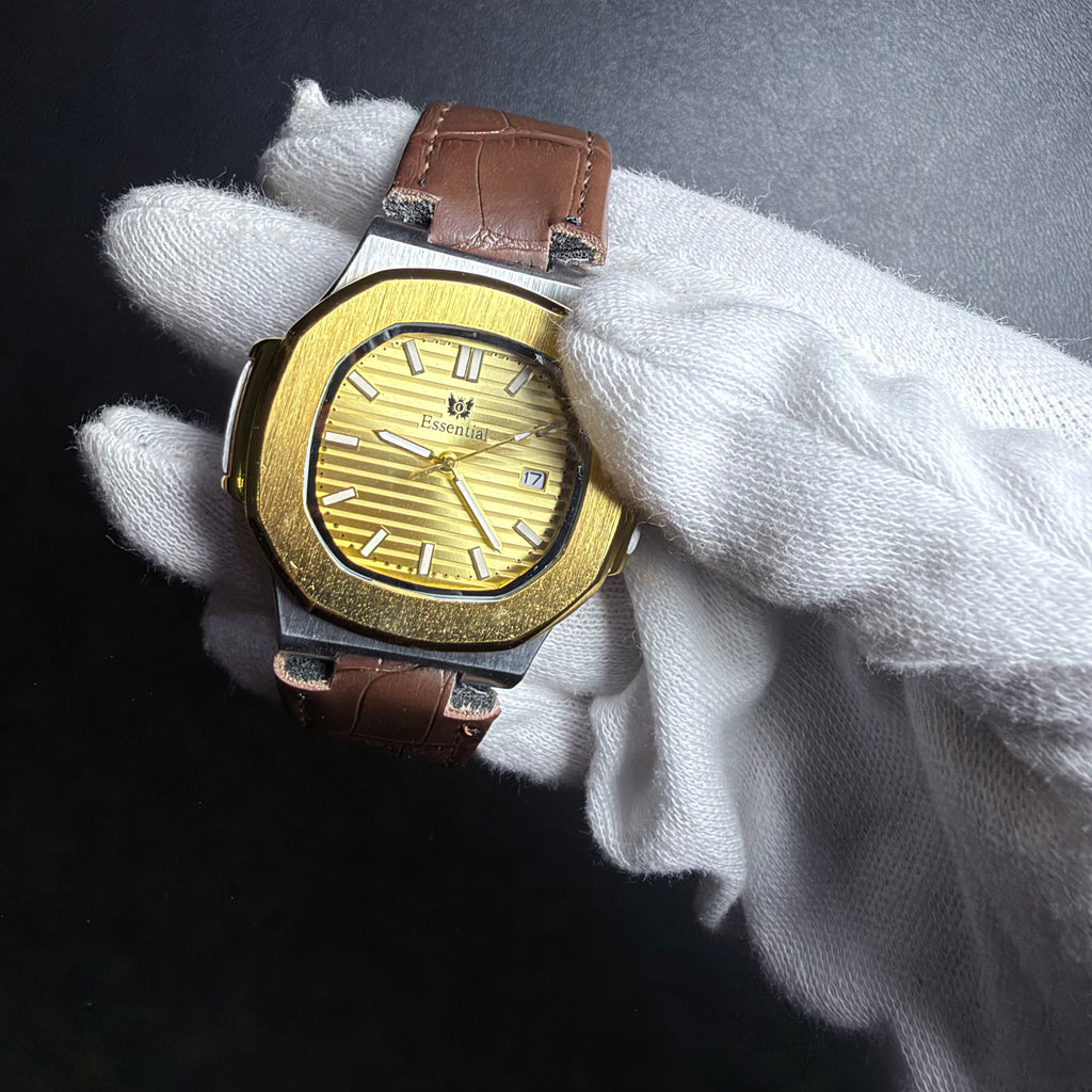 Essential Gold Dial Brown Strap Men's Watch