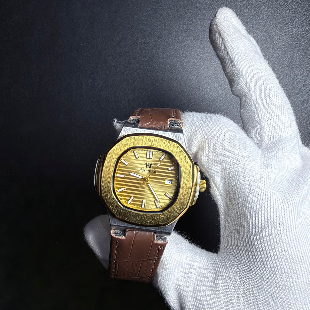 Essential Gold Dial Brown Strap Men's Watch