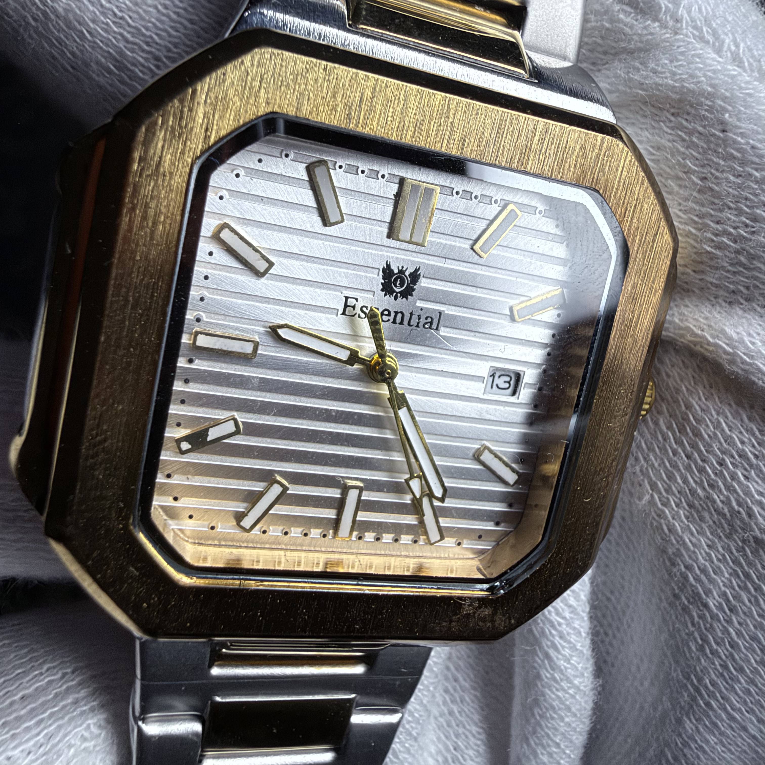 Essential Two-Tone Gold & Silver Square Dial Men's Watch