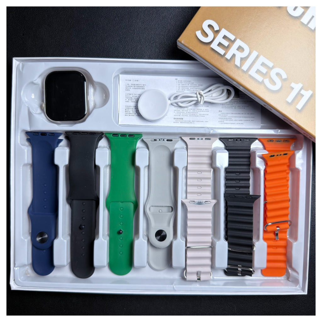 Maixinn Max 406 Series 11 Smart Watch – AMOLED Display, Bluetooth Calling & 7+1 Straps