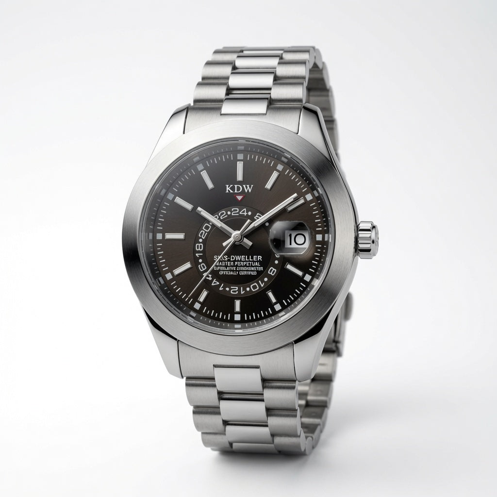 KDW Black Dial Stainless Steel Men’s Watch – Premium Silver Bracelet Watch