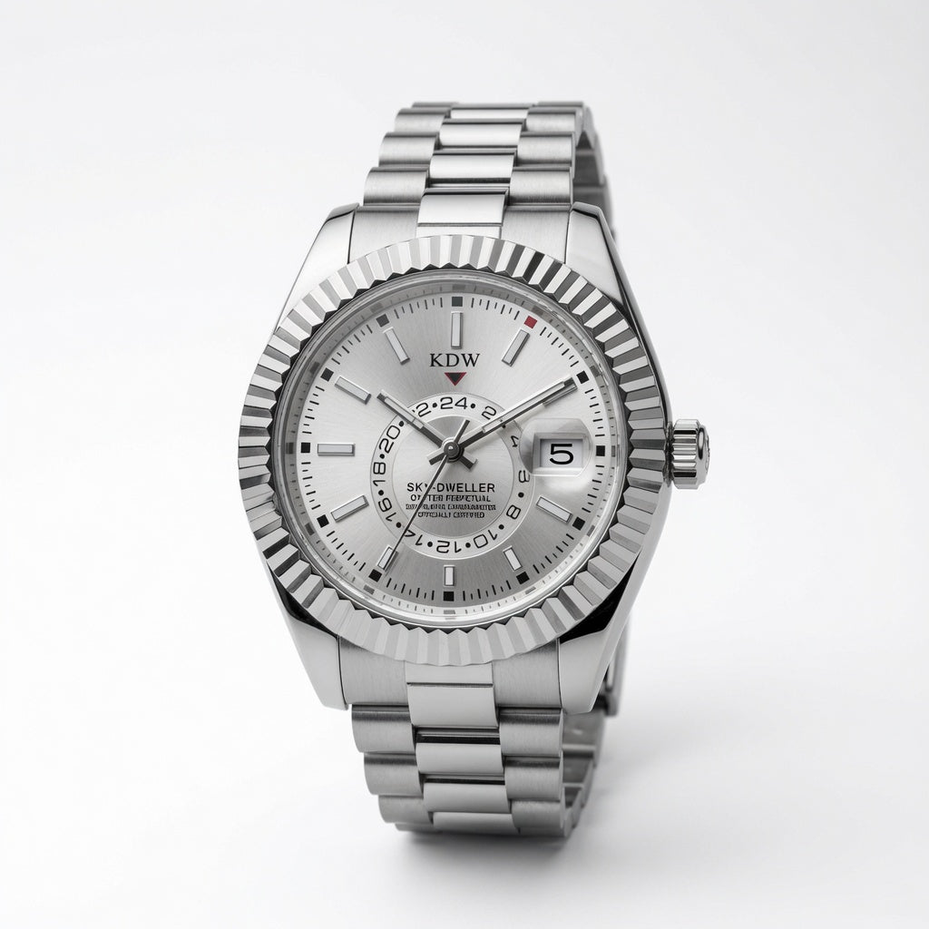 KDW Silver Stainless Steel Luxury Men’s Watch