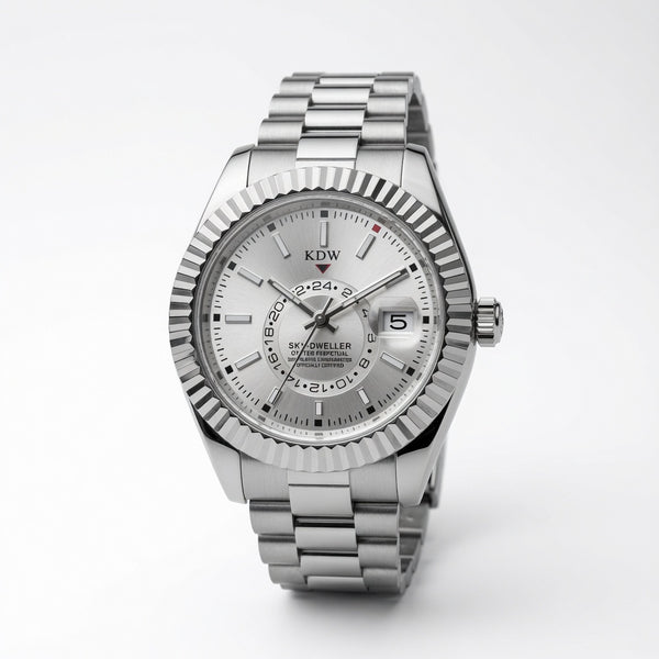 KDW Silver Stainless Steel Luxury Men’s Watch